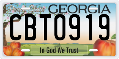 GA license plate CBT0919