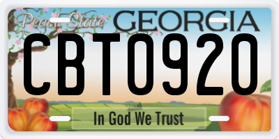 GA license plate CBT0920