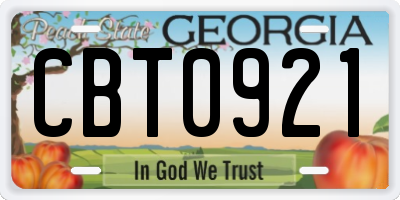 GA license plate CBT0921