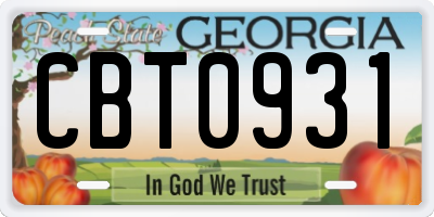 GA license plate CBT0931