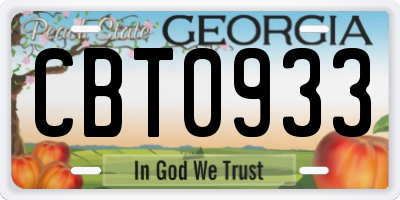 GA license plate CBT0933