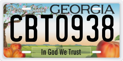 GA license plate CBT0938