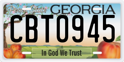 GA license plate CBT0945