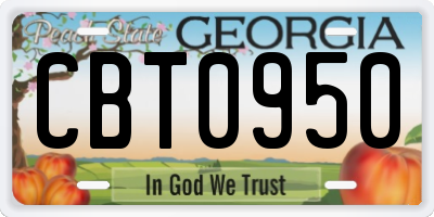 GA license plate CBT0950