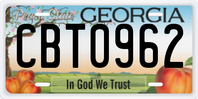 GA license plate CBT0962