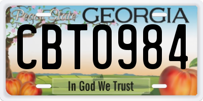 GA license plate CBT0984