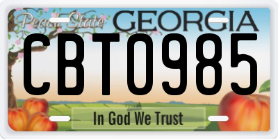 GA license plate CBT0985