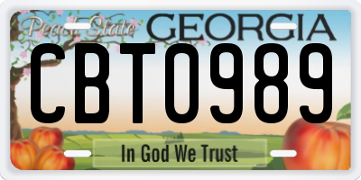 GA license plate CBT0989