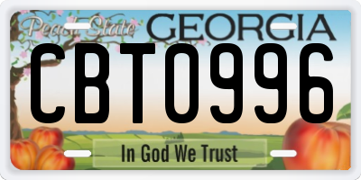 GA license plate CBT0996