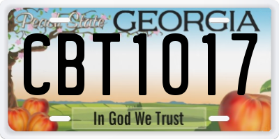 GA license plate CBT1017