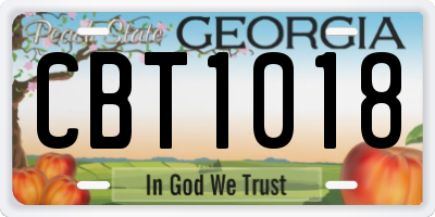 GA license plate CBT1018