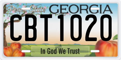 GA license plate CBT1020