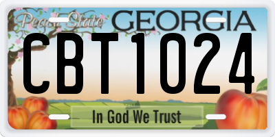 GA license plate CBT1024