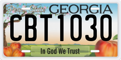 GA license plate CBT1030