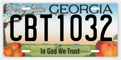 GA license plate CBT1032