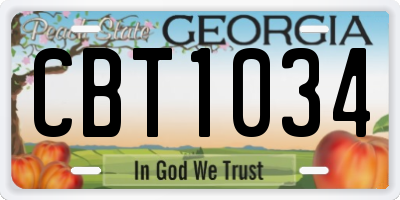 GA license plate CBT1034
