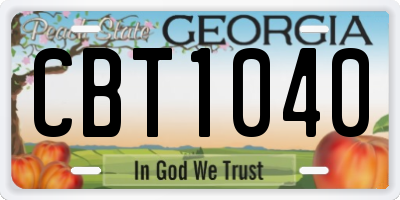 GA license plate CBT1040