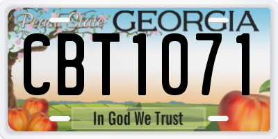 GA license plate CBT1071