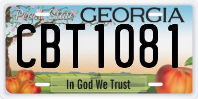GA license plate CBT1081
