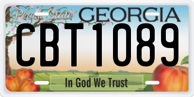 GA license plate CBT1089