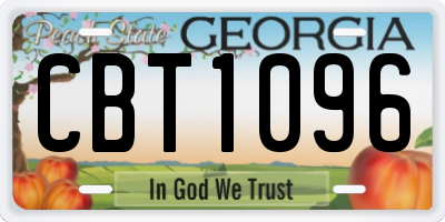 GA license plate CBT1096