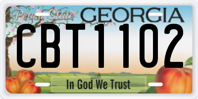 GA license plate CBT1102