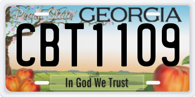 GA license plate CBT1109