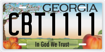 GA license plate CBT1111