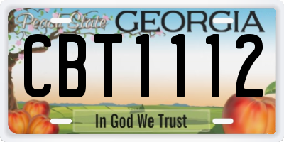 GA license plate CBT1112