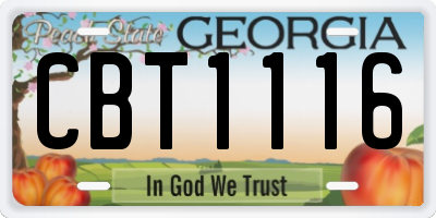 GA license plate CBT1116