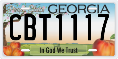 GA license plate CBT1117