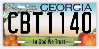 GA license plate CBT1140