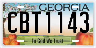GA license plate CBT1143