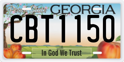 GA license plate CBT1150