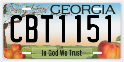GA license plate CBT1151