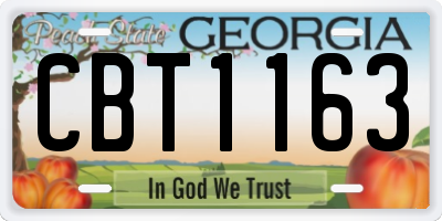 GA license plate CBT1163