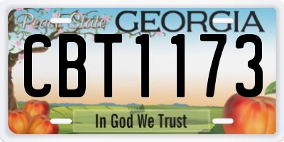 GA license plate CBT1173