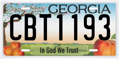 GA license plate CBT1193
