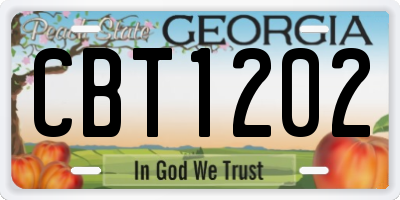 GA license plate CBT1202