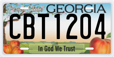 GA license plate CBT1204