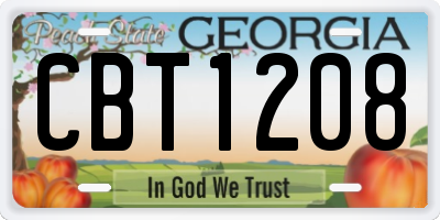 GA license plate CBT1208