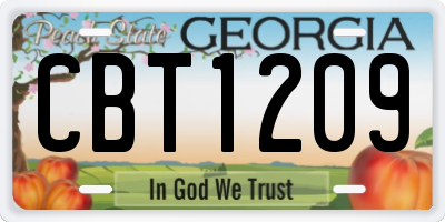 GA license plate CBT1209