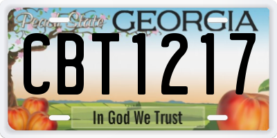 GA license plate CBT1217