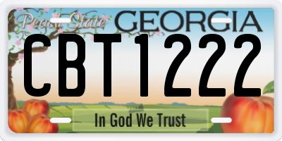 GA license plate CBT1222