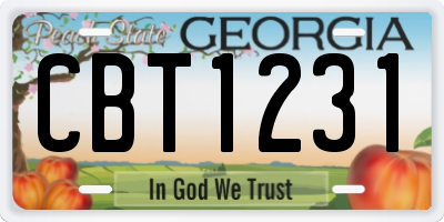 GA license plate CBT1231
