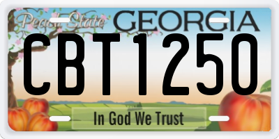 GA license plate CBT1250