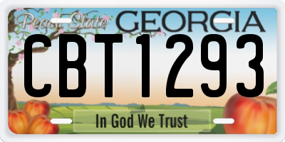 GA license plate CBT1293