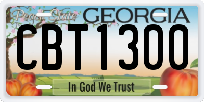 GA license plate CBT1300