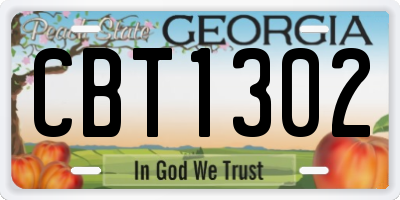 GA license plate CBT1302
