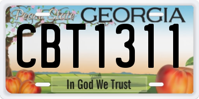 GA license plate CBT1311